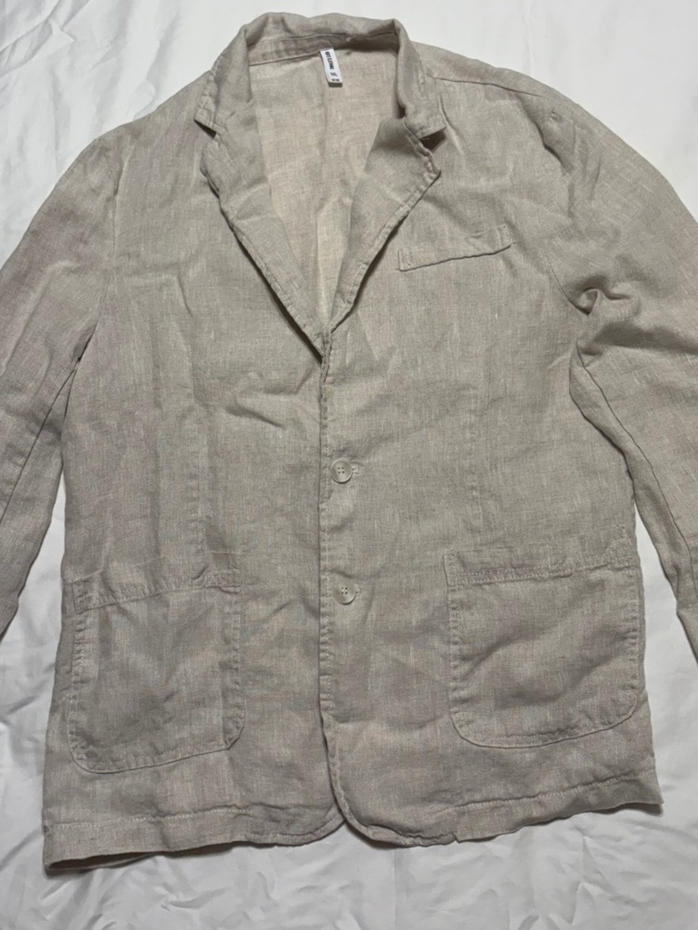 Unisex Neutral Linen-Look Lightweight Casual Blazer Jacket Med/Large